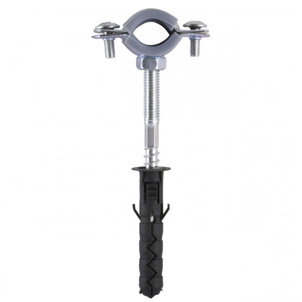 Хомут в зборi CR 3/8″ (16-19мм) з гвинтом-шурупом 8*80 та дюбелем в уп., сірий (000018410)