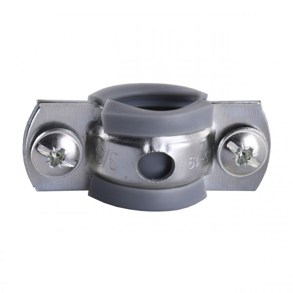 Хомут в зборi CR 3/8″ (16-19мм) з гвинтом-шурупом 8*80 та дюбелем в уп., сірий (000018410)