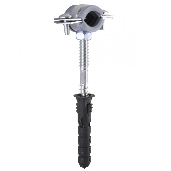 Хомут в зборi CR 3/8″ (16-19мм) з гвинтом-шурупом 8*80 та дюбелем в уп., сірий (000018410)