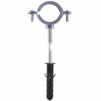 Хомут в зборi CR 1″ (32-37мм) з гвинтом-шурупом 8*80 та дюбелем в уп., сірий (000006304)