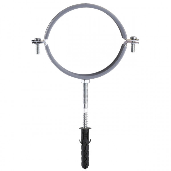 Хомут в зборi CR 4″ (105-112мм) з гвинтом-шурупом 8*100 та дюбелем в уп., сірий (000006308)