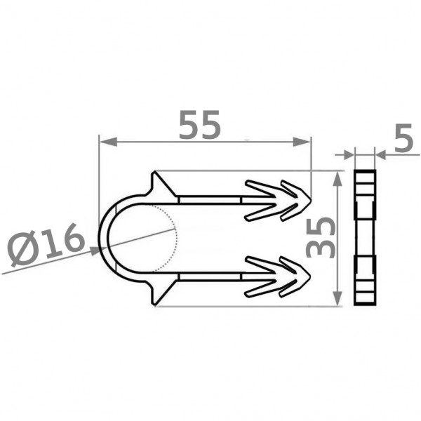 Гарпун-скоба для кріплення труби теплої підлоги Ø16 довжина 55мм біла (уп.100шт) (000006867)