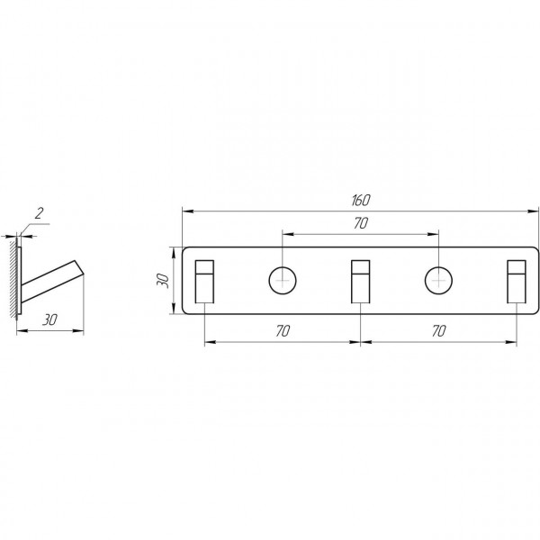 Планка з гачками TOPAZ TKB 9385-3-BL чорна (000021255)