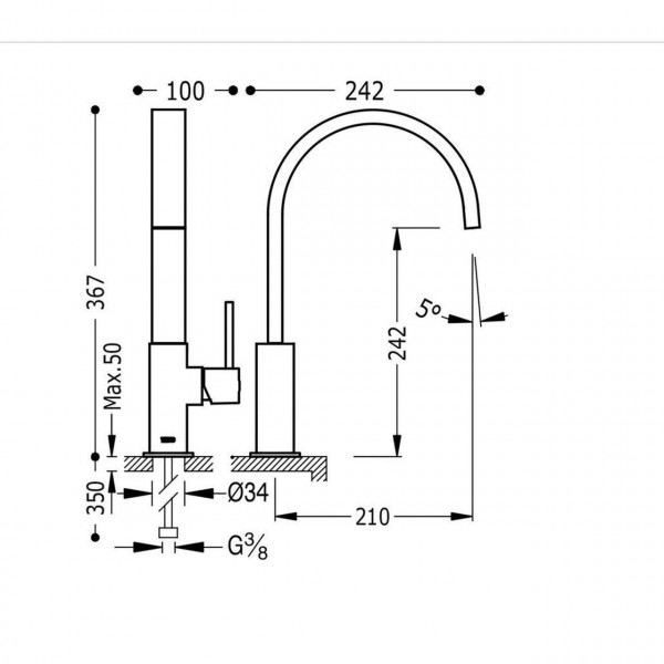 Змішувач для кухні TRES TOP 130498 (000005477)
