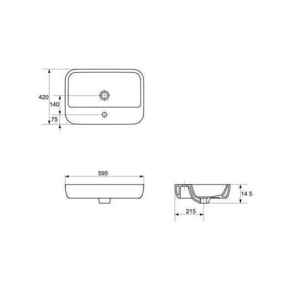 Умывальник для столешниц Cersanit CASPIA 60 прямоугольный (000015325)