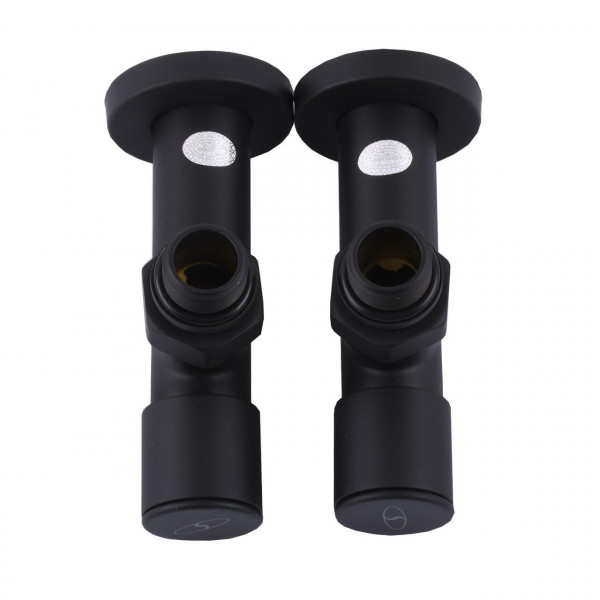 Набір Кран вентильний кутовий з американкою SOLOMON LUX 1/2″ 7777 (2шт.) BLACK (000020284)