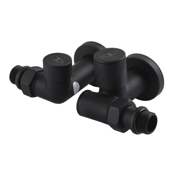 Набор Кран вентильный угловой с американкой SOLOMON LUX 1/2″ 7777 TEN (2шт.) BLACK (000020286)