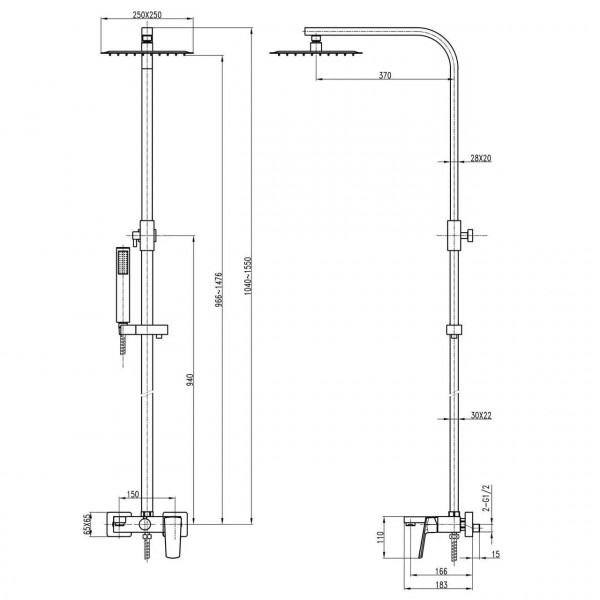 Душевая система TOPAZ LEXI TL 21102-H57-BL (000020239)