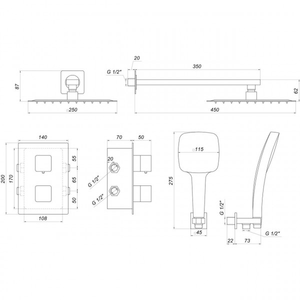 Душевая система Globus Lux SMART GLM-405-BB-TT (000022021)