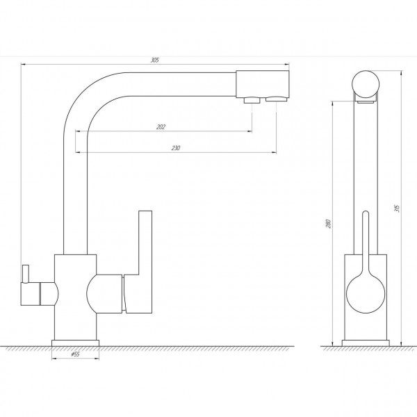 Смеситель для кухни под осмос Globus Lux LAZER GLLR-0444-10-BB (000021851)