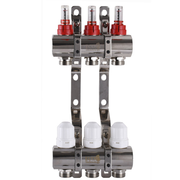 Коллектор с расходомерами, регуляторами и креплением ECO 001D 1″x3 (000009826)