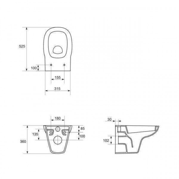 Унитаз подвесной Cersanit FACILE (без сидения) (000007345)