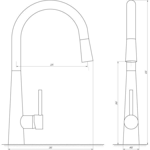 Смеситель для кухни Globus Lux LAZER GLLR-1033-StSTEEL (000012447)