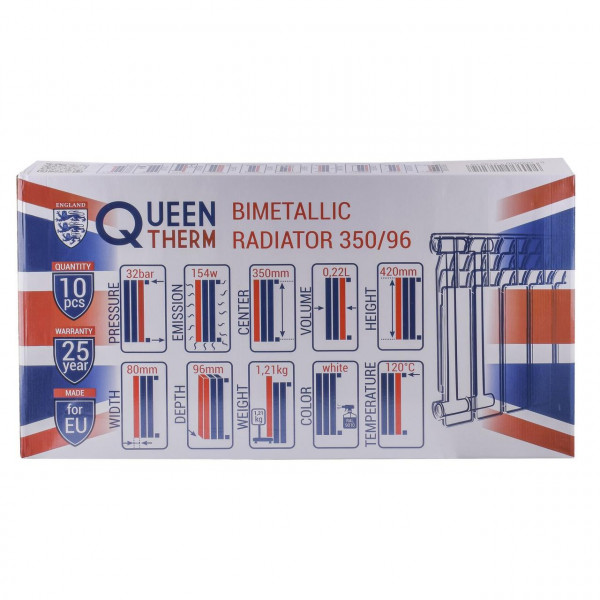 Радиатор биметаллический секционный QUEEN THERM 350/96 (кратно 10) (000021821)
