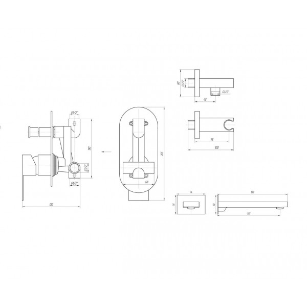 Змішувач для ванни вбудований TOPAZ SARDINIA TSG 08202-V-H21 (000018061)