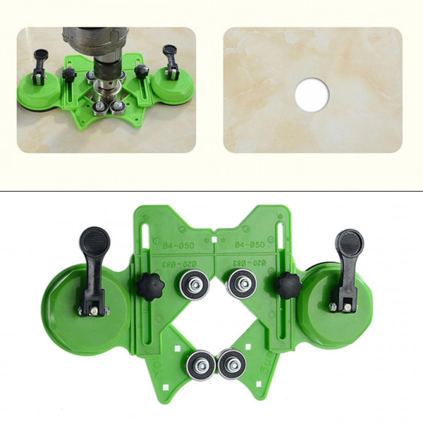 Кондуктор-направляющая для сверления плитки и стекла с присосками, универсальный шаблон под алмазные коронки Ø4–Ø83 (124650006)