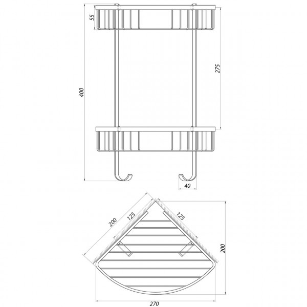 Полка двойная угловая TOPAZ 4124 (000005227)