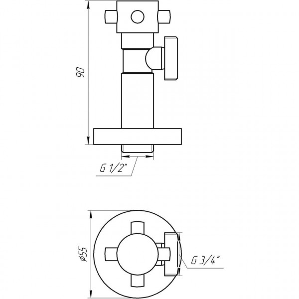 Кран напівобертовий кутовий SOLOMON 1/2″х3/4″ Retro 7077 (000004158)