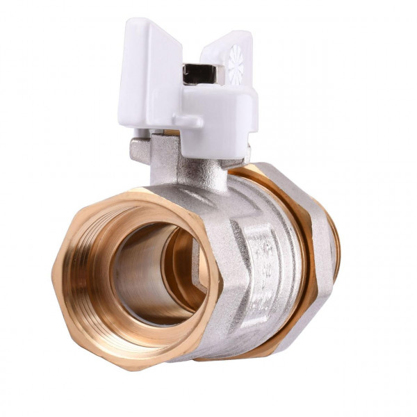 Кран кульовий з американкою Q PROFESSIONAL QP003 PN40 1″ антипротікання, Білий метелик (000014414)