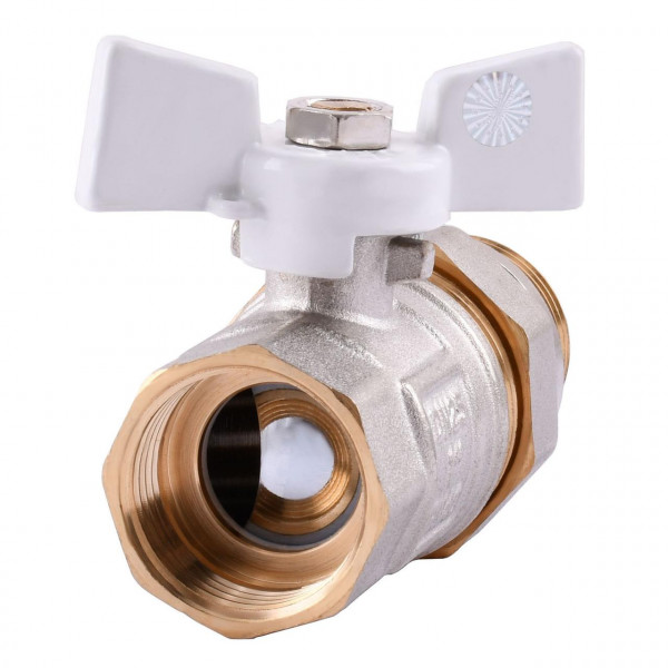 Кран кульовий з американкою Q PROFESSIONAL QP003 PN40 1″ антипротікання, Білий метелик (000014414)