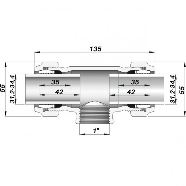 З'єднання зажимне трійник Gebo QТ 1″ (000002364)