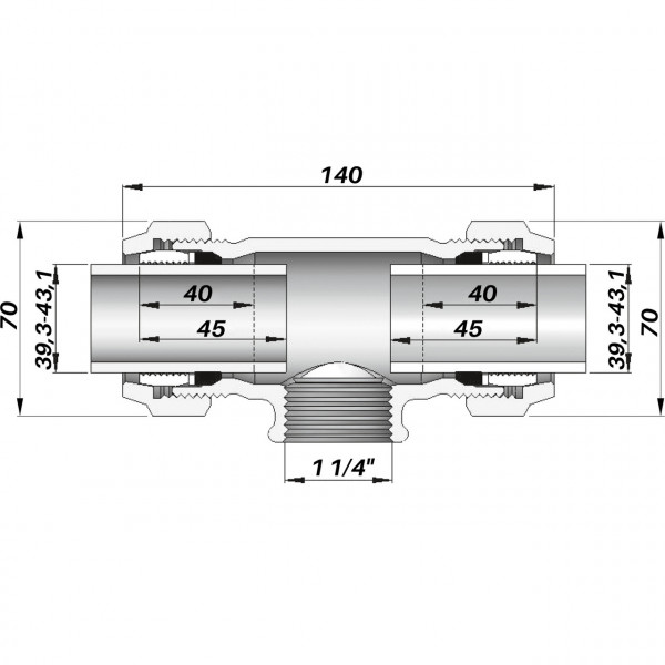 З'єднання зажимне трійник Gebo QТ 1 1/4″ (000002362)