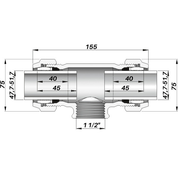 З'єднання зажимне трійник Gebo QТ 1 1/2″ (000002363)