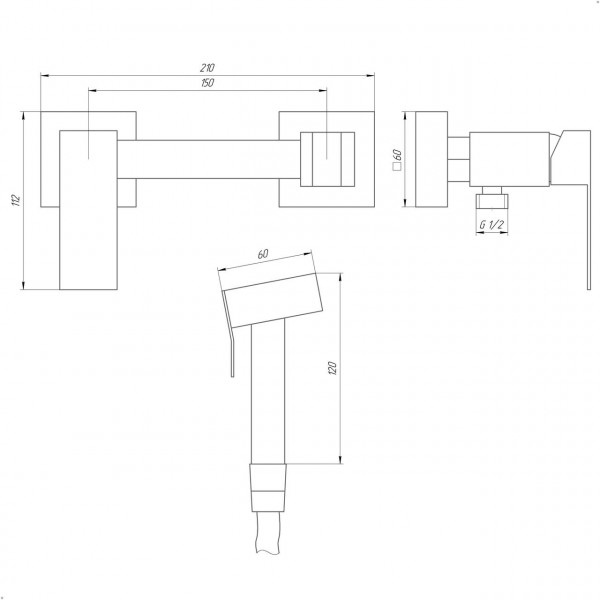 Смеситель гигиенический Globus Lux WIEN SBQ-5-106MIX-SS (000022952)