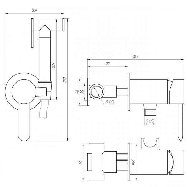 Смеситель гигиенический TOPAZ CORSICA TC 16106-H48 (000022533)