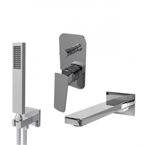 Смеситель для ванны встроенный TOPAZ LEXI TLG 21202-H21 2 выхода, ручная лейка, излив 190 мм (000023405)