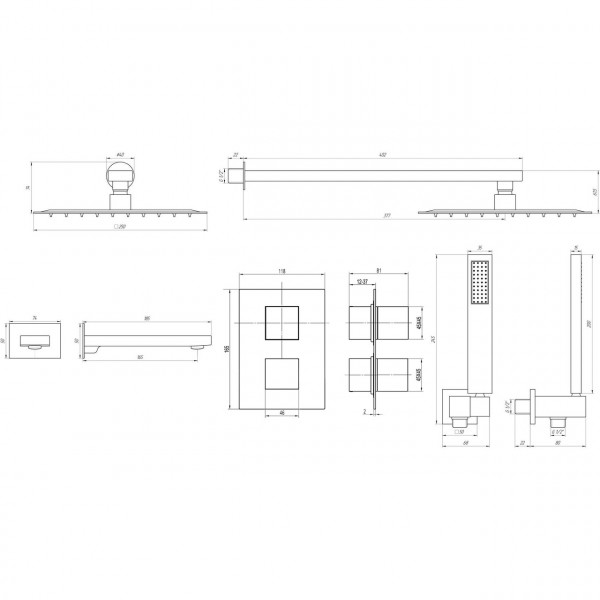Змішувач для душу вбудований TOPAZ ODISS TO 08117-L03-BL-TT (000022275)