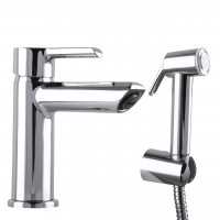 Смеситель для умывальника DOMINO PRESTIGE DPS-222 с гигиенической лейкой, шланг 200 см, на гайке (000020484)