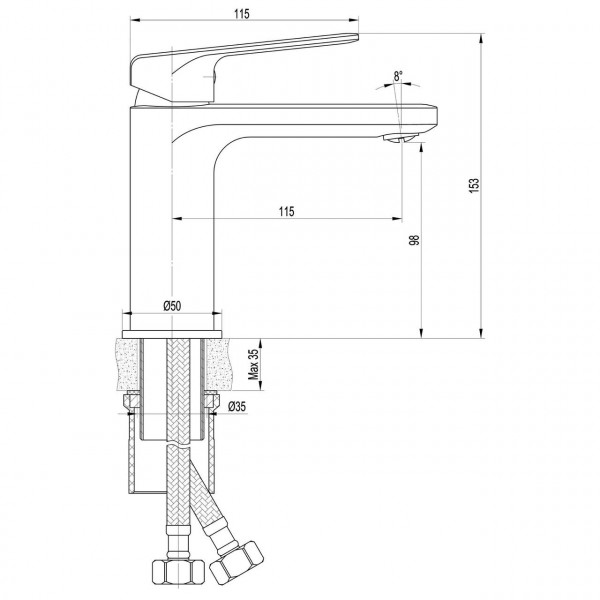 Смеситель для умывальника TOPAZ ODISS TO 18221-H52-WW (000022536)
