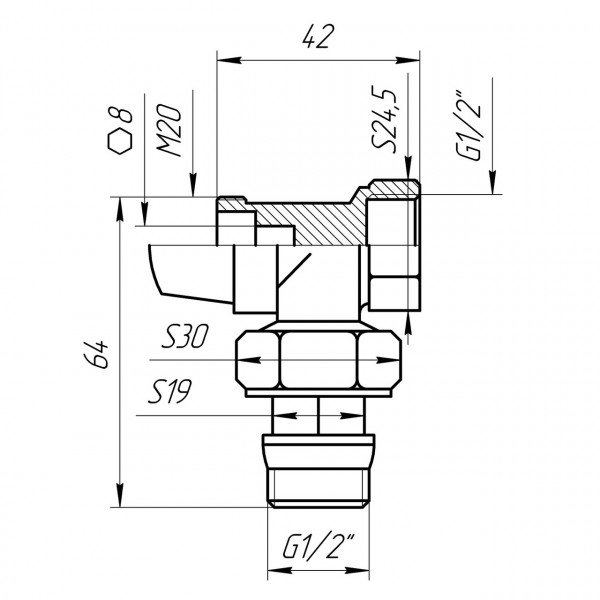 Кран радиаторный угловой Q PROFESSIONAL 1/2″ NV-QP5017 под термоголовку с уплотнителем (000023581)