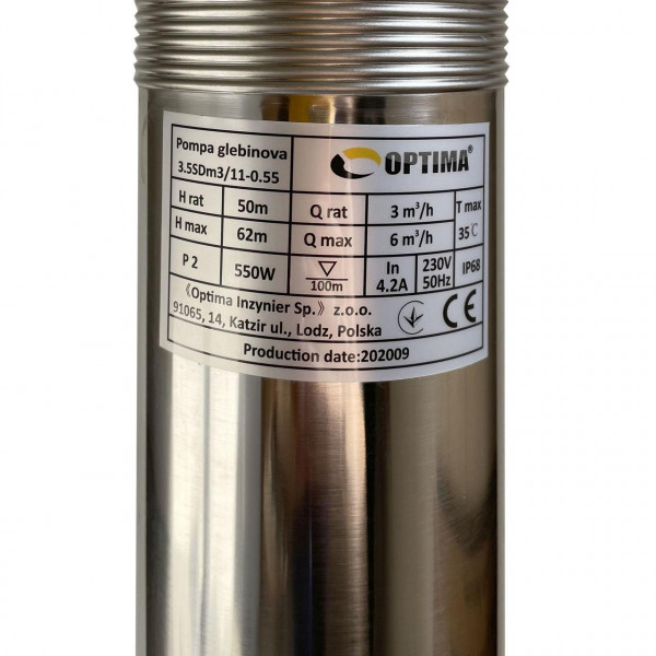 Насос скважинный с повышенной уст-тью к песку OPTIMA 3,5SDm3/11 0,55 кВт 62м кабель 1,5м NEW (000021127)