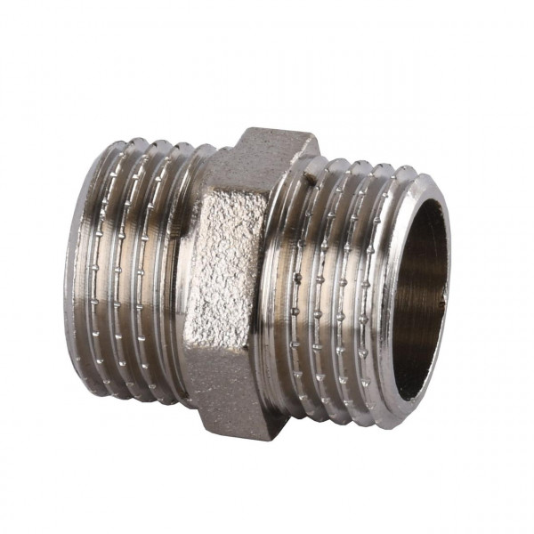 Ніпель нікельований 1/2″ЗР х 1/2″ЗР штампований під прокладку А0501-1А(нк) VA (000024862)