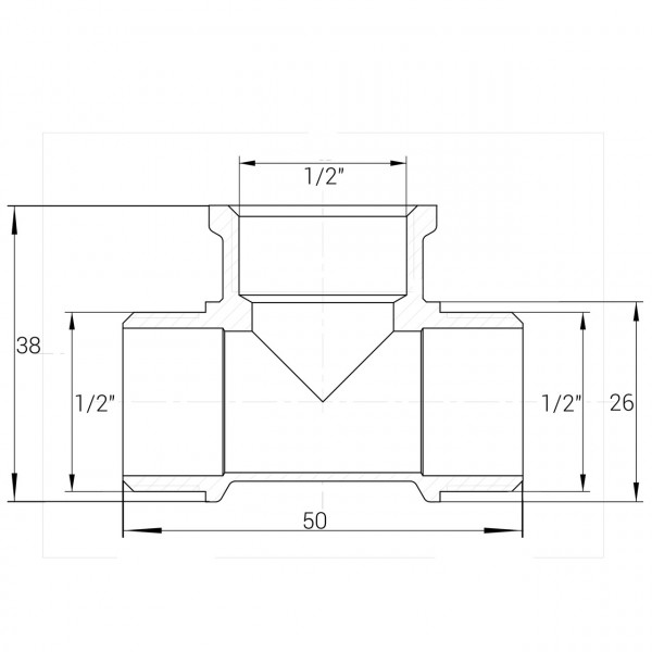 Трійник нікельований 1/2″ЗР х 1/2″ВР х 1/2″ЗР штампований А0215А(нк) VA (000024895)