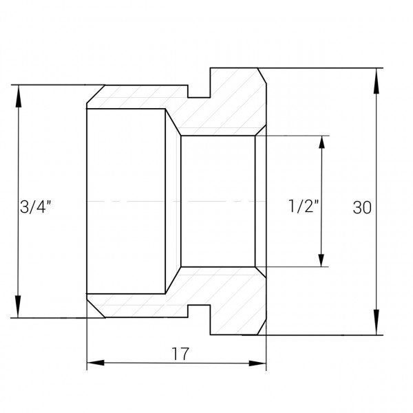 Футорка нікельована 3/4″ЗР х 1/2″ВР штампована А0702А(нк) VA (000024904)