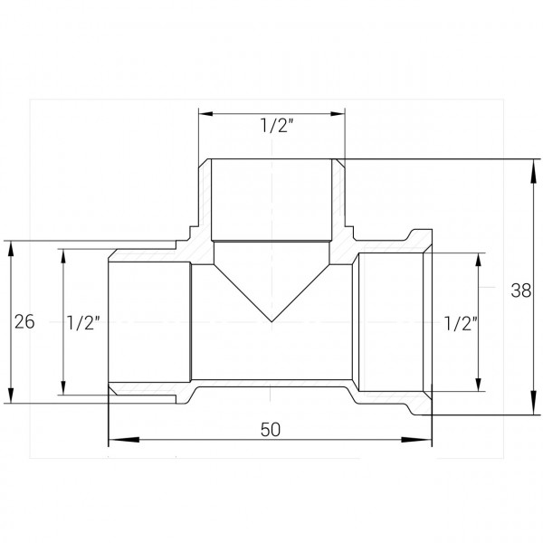Трійник нікельований 1/2″ВР х 1/2″ЗР х 1/2″ЗР штампований А0204А(нк) VA (000024907)