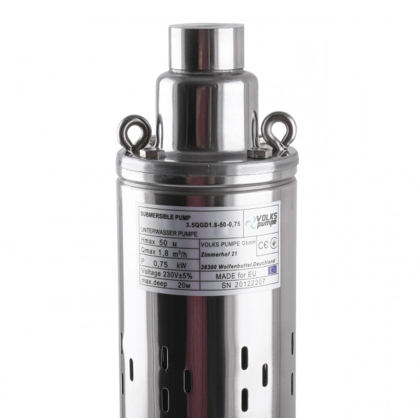 Насос свердловинний шнековий VOLKS pumpe 3,5 QGD 1,8-50-0,75кВт 3,5 дюйми + кабель 15м (000014217)