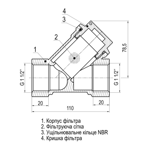 Фільтр грубого очищення SELBA 1 1/2″ SL1512 (000015679)