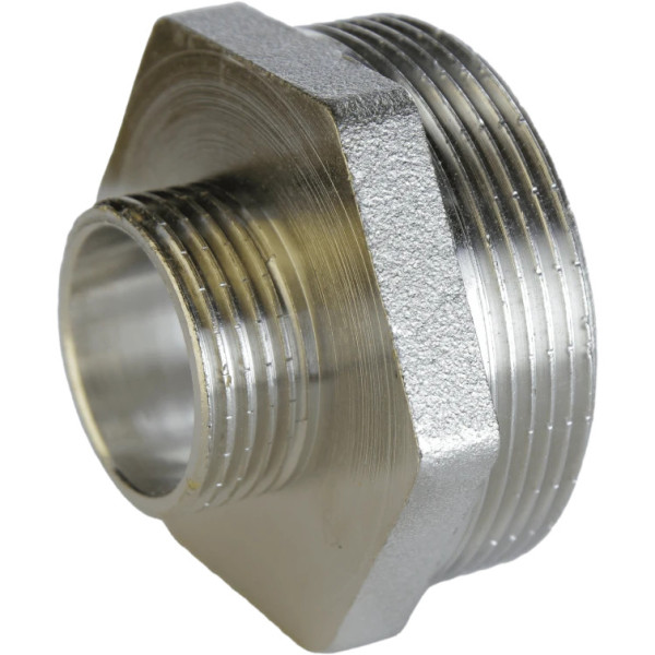 Ніпель редукційний нікельований 1 1/2″ЗР х 3/4″ЗР штампований А0510А(нк) VA (000025097)