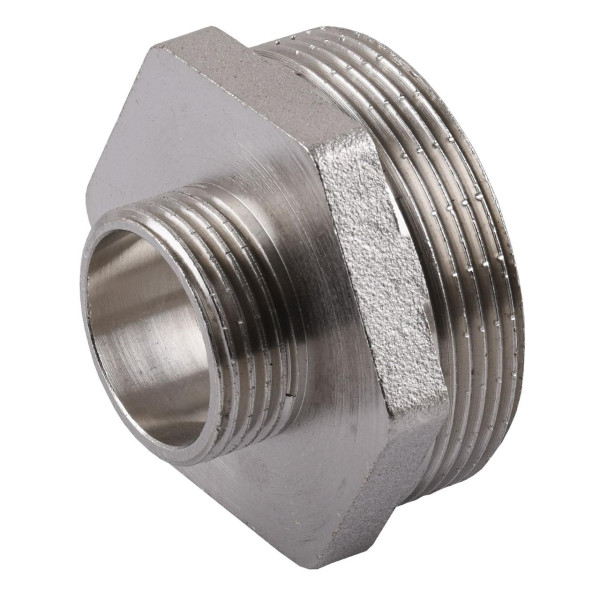 Ніпель редукційний нікельований 1 1/2″ЗР х 3/4″ЗР штампований А0510А(нк) VA (000025097)