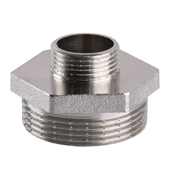 Ніпель редукційний нікельований 1 1/2″ЗР х 3/4″ЗР штампований А0510А(нк) VA (000025097)