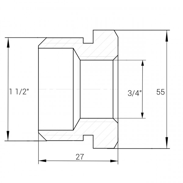 Футорка нікельована 1 1/2″ЗР х 3/4″ВР штампована А0753А(нк) VA (000025110)