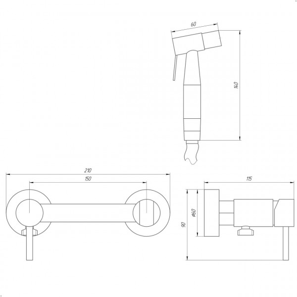 Смеситель гигиенический Globus Lux ALPEN SBT-6SS-106MIX (000022954)