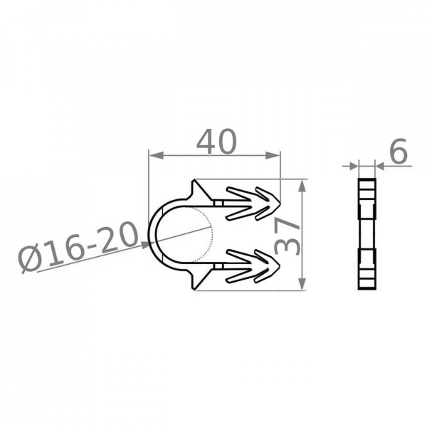 Такерный гарпун-скоба для крепления трубы теплого пола Ø16-20 длина 40мм черная (кор.660шт) (000025184)