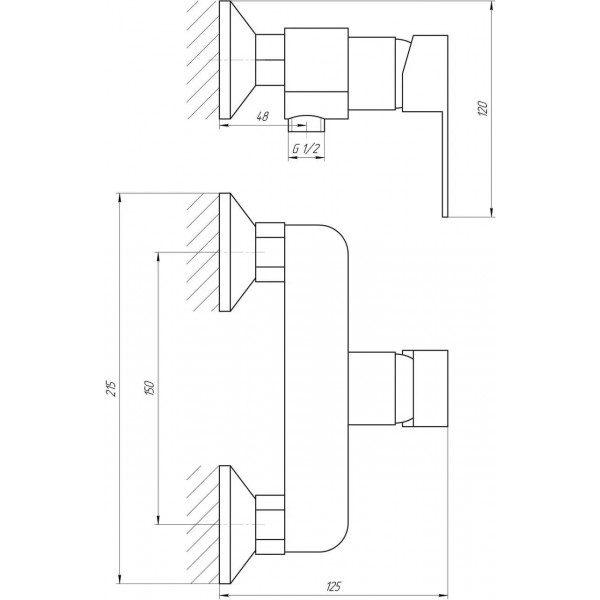 Змішувач для душу Globus Lux Milano GLM-105N-11-Graphite (000023321)