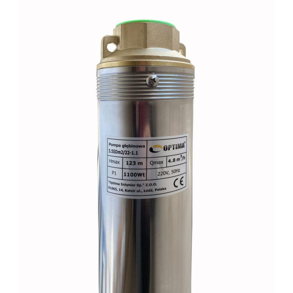 Насос свердловинний з підв, стійк, до піску OPTIMA 3,5SDm2/22 1,1 кВт 123м + пульт +кабель 15м NEW (000014130)