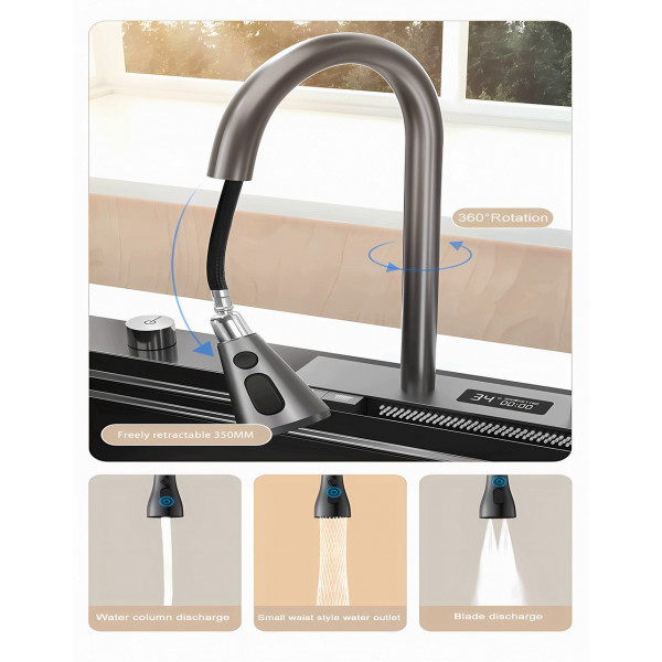 Кухонна раковина водоспад Willda, кухонна мийка водоспад ручної роботи 92х45х22 (98745687)